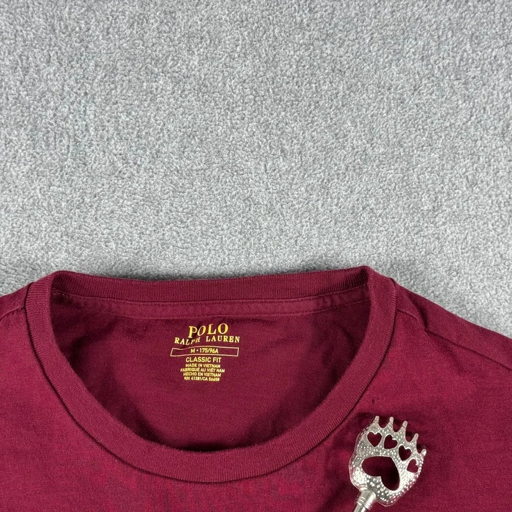 Polo Ralph Lauren T Shirt Mens M Burgundy Navy Pony Classic Fit Short Sleeve